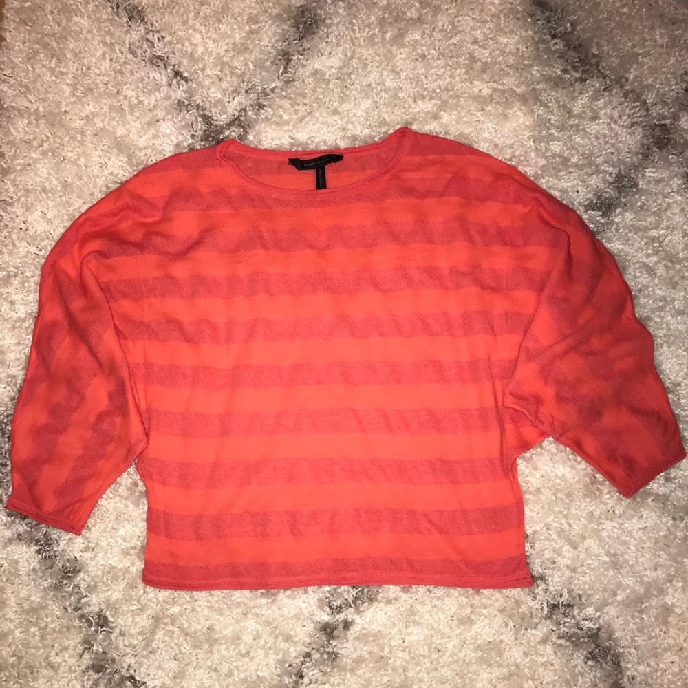 BCBGMAXAZRIA Women Coral Peasant Top